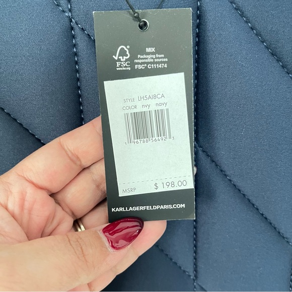 KARL LAGERFELD Quilted XL Tote Bag Purse NAVY BLUE Lovely ❤️ New With Tags. - Picture 3 of 8